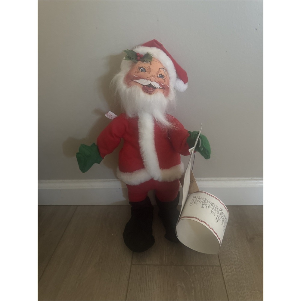 Annalee Poseable Figure 17" Festive Santa Claus Holding Christmas List 1989 5505